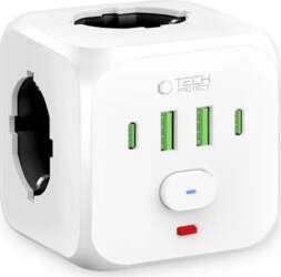 Tech-Protect power adapter PCL3X4 2xUSB/2xUSB-C, white