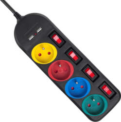 Maclean power strip, 4-socket extension cable
