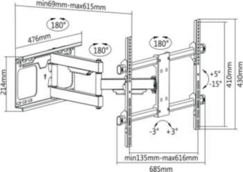 Cabletech TV bracket 37-70 " Black