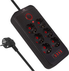 Maclean power strip, 6 socket extension