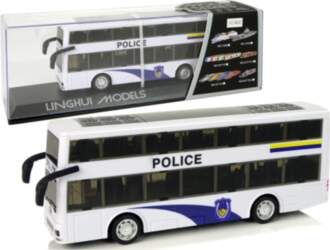 White Double-decker Police Bus with Pull