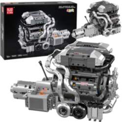 Construction Blocks Car Engine V8 Gearbox