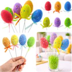 Easter Eggs on Wire Pick Colorful
