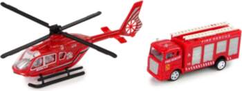 Fire Brigade Helicopter Pull Set Red