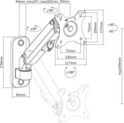 Maclean monitor wall mount, 17-27``, 7kg