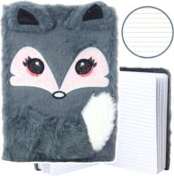Plush Notebook Notebook Lined Gray Fox