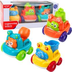 Set of Construction Vehicles with Animals
