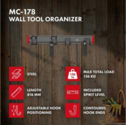 Maclean Wall-Mounted Tool Organizer, steel, max
