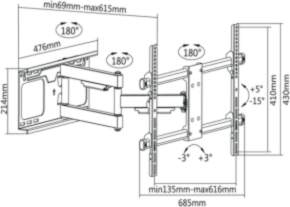 Cabletech TV bracket 37-70 " Black