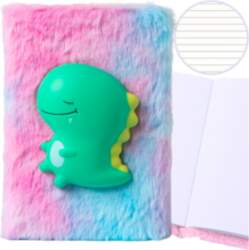 Plush Notebook Lined With Green Dinosaur