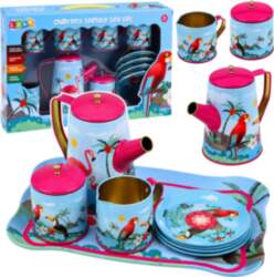 Tea Set with Parrots, Metal, Exotic