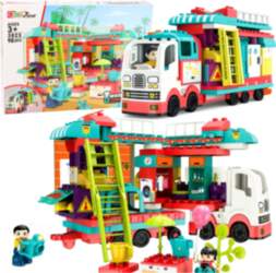 Folding Camper Construction Bricks Figures Lights