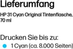 HP Inc HP 31       Cyan                Nachfülltinte