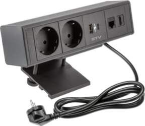 Mēbeļu kontaktligzda BAR, 2xSHUKO, USB A+C