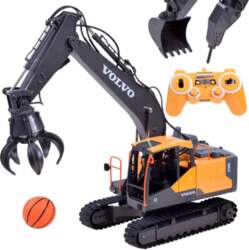 Large excavator with a remote control