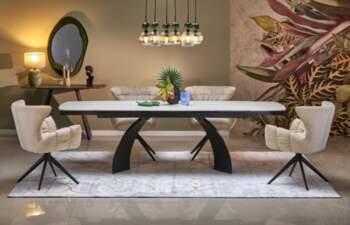 Halmar VITRUS extension table, light travertine