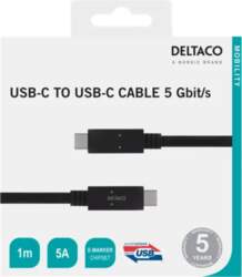 DELTACO USB-C kabelis - USB-C, 5
