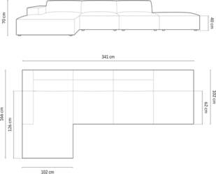 Cosmopolitan Design Left Corner Sofa, &quot