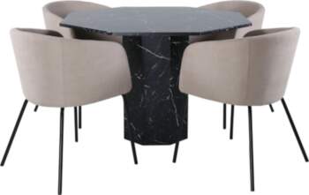 VentHon Marbs Round Dining Table , Black