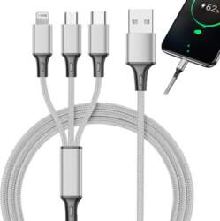 3-in-1 USB kabelis tālrunim (Lightning, Micro