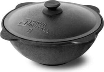 Cast iron cauldron with a round