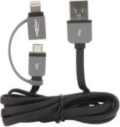 USB A uz Micro‑USB B/Lightning kabelis