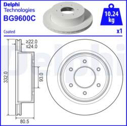 DELPHI Bremžu diski BG9600C