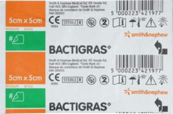 SMITH NEPHEW BACTIGRAS brūču pārsējs 5x5cm