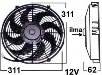 Unipoint Radiatora ventilators 12V 12`` (pūšošs)