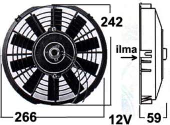 Unipoint Radiatora ventilators 12V 9`` (sūcošs)