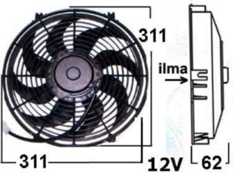 Unipoint Radiatora ventilators 12V 12`` (sūcošs)