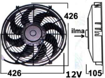 Unipoint Radiatora ventilators 12V 16`` (pūšošs)