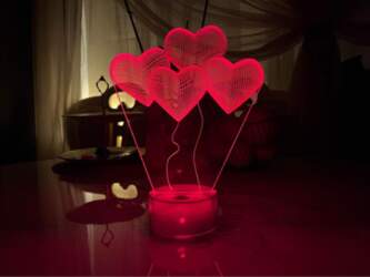 3D lampa sirdis