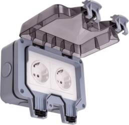 Weatherproof Switched Socket, 2Ch, IP66, EU