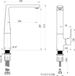 Virtuves jaucējkrāns Rubineta Modena-33, MD30008