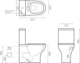 Iebūvēta tualete BATHCO SIDNEY RIMLESS ar