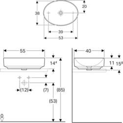 Galda keramikas izlietne Geberit VariForm 500