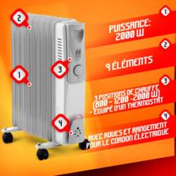 Eļļas radiators Warm Tech, 2000 W
