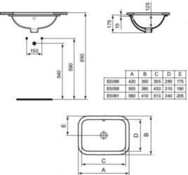 Ideal Standard Connect Rectangular 580 x