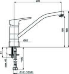 Virtuves jaucējkrāns RUBINETA UNO-20, N00001