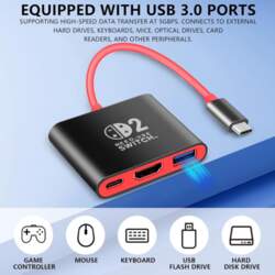 3-in-1 USB-C adapteris Nintendo Switch 2