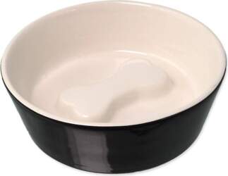 Dog Fantasy Ceramic Bowl Bone black/white