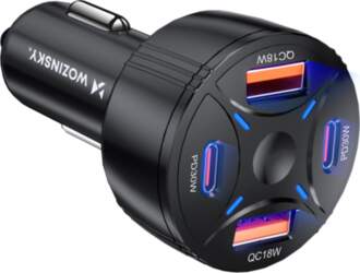 Wozinsky WLS-04 Car Charger 2xUSB-C 2xUSB-A