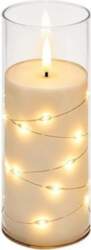 LED  svece  5x15cm , 2000K , 2xAA  caurspīdīga