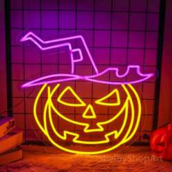 Neona PLEXI LED PUMPKIN WITCH violets