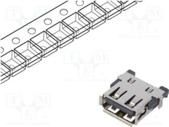 GCT Connector: USB A; socket; SMT
