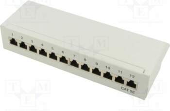 Patch panel; grey; RJ45 socket x12