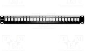 Patch panel; RACK; black; RJ45 socket
