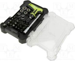Tools set: screwdriver bits; plastic cassette