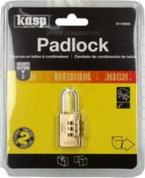 KASP Padlock; shackle,combination code; brass